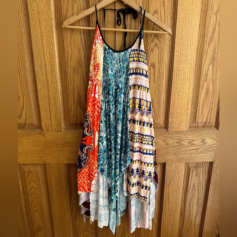 Colorful Free People Bohemian mixed print handkerchief tunic
